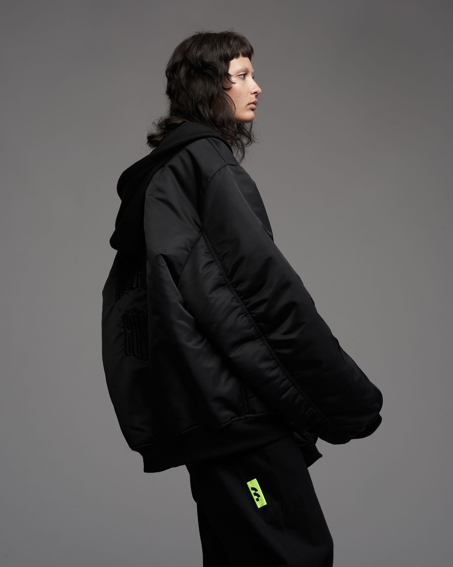 OVERSIZE HOODED BOMBER BLACK