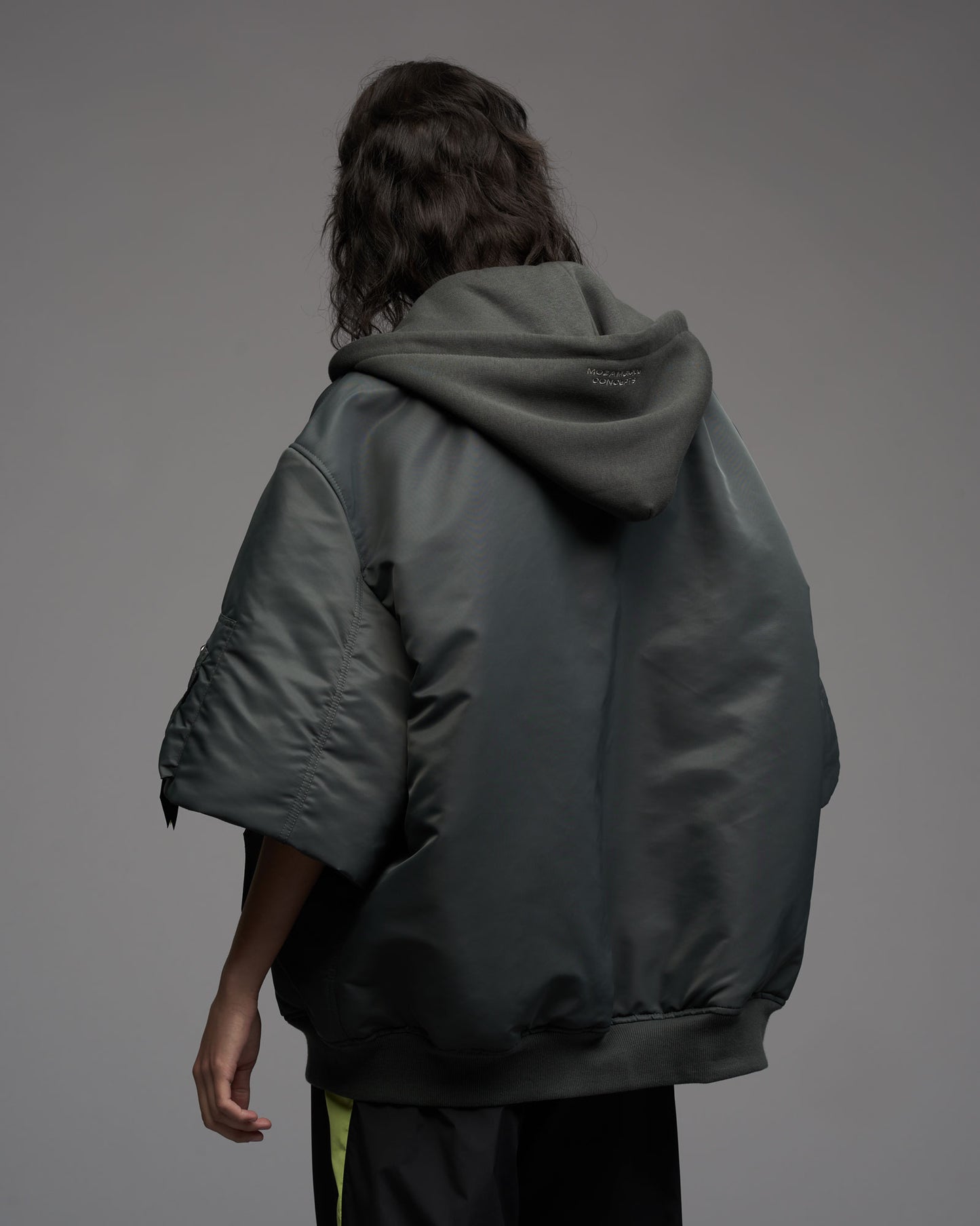 OVERSIZE HOODED SS BOMBER CHARCOAL